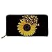 Sentive Long portefeuille en cuir pour femme, Puzzle tournesol. (Noir) - 20201009-3