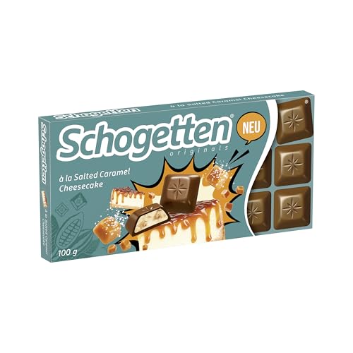 Schogetten Salted Caramel Cheesecake I 100 g Schokoladentafel I Vollmilchschokolade I praktisch einzeln portioniert