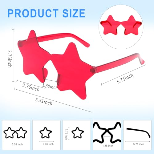 Semato 12 Pcs Star Sunglasses Bulk Rimless Red White and Blue Star Glasses Party Favors2