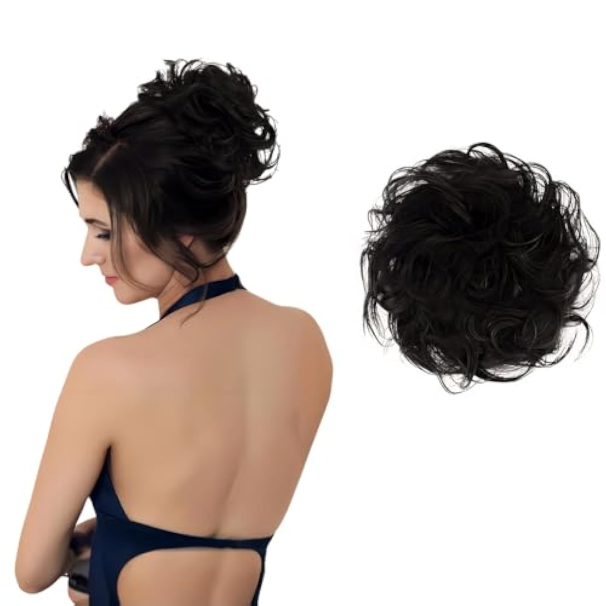 Hair Bun Piece Synthetic Hair Extension with Elastic Band
