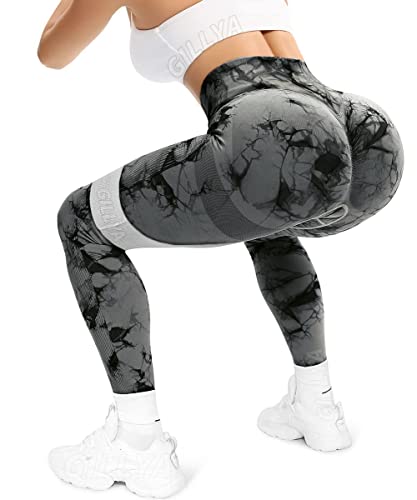 Gillya Women's Scrunch Butt Lifting Leggings Seamless Tie Dye Workout Leggings Gym High Waisted Booty Lift Pants #TOP2