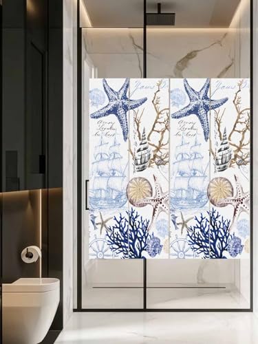 Película para ventana privacidad frost, azul y marrón, 17.7 x 39.3 pulgadas miniatura 6