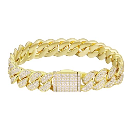 Pulsera Cadena Cubana 14k Oro para Hombre 7.5 in miniatura 1