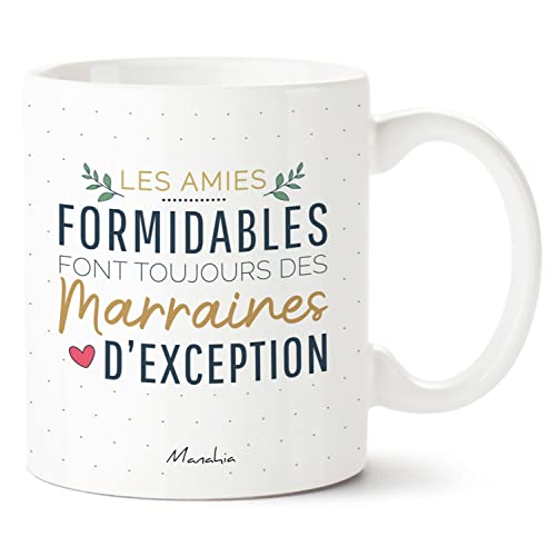 Manahia Mug Cadeau Marraine - Les amies formidables font toujours des marraines d'exception | Avec Boite Kraft| Imprimé en France | Tasse Marraine - Noël | Baptême - Demande Marraine | Future Marraine