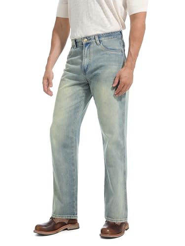 Herren Baggys Relaxed Loose Fit Jeans 80s 90s Vintage Straight Wide Leg Denim Lässiger Skater Stil y2k FGGN29W32L