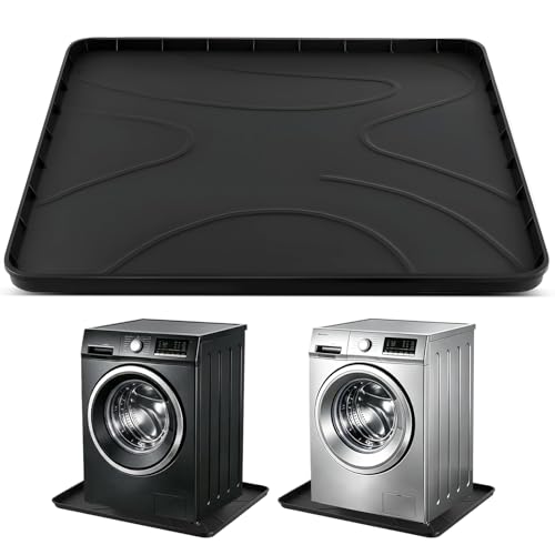 Washing Machine Drain Pan 32x30 Silicone Mat Raised Edge Washer Tray black