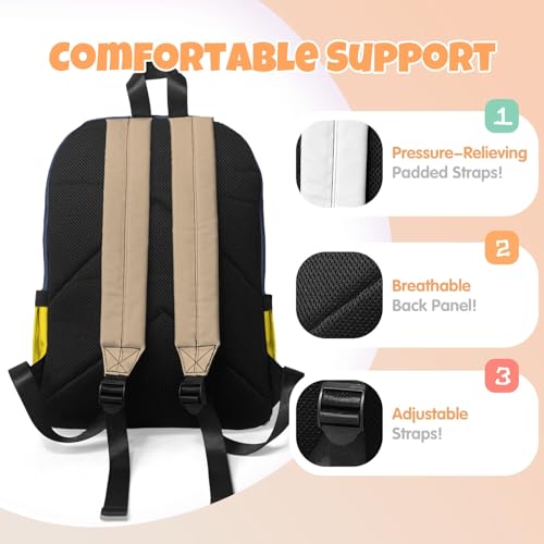 HUTARIO Personalized Backpack for School, Boys Kids Name Bookbag Elementary School Backpack Set with Lunch Bag Box and Pencil Case, Waterproof Lightweight 16.8”4