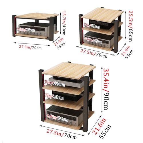 Mueble de audio Hi-Fi de madera con estantes para componentes AV de salón 8