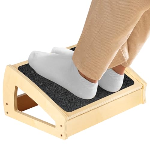 Reposapiés de madera para escritorio y juego con función de balancín y reposamanos de oficina, reposapiés bajo escritorio, taburete basculante, antideslizante (41,8 x 28,5 x 18,3 cm)