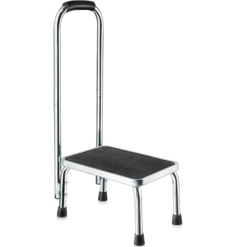 Comparison: Best Step Stool For Adults 8 Step Stool with Handle for Adults Step stools with Handle for Elderly for Bed Chrome-Plated Steel Frame 330Lbs Capacity Use at Home Bathroom Kitchen