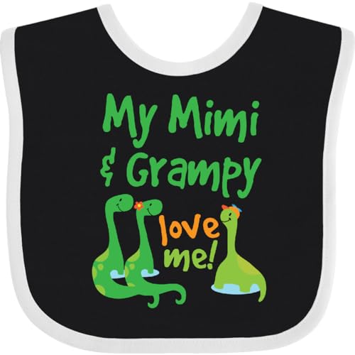 inktastic Mimi and Grampy Love Me Grandson Dinosaur Baby Bib