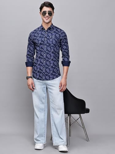 Image of Majestic Man Pure Cotton Slim Fit Printed Casual Shirt for Men