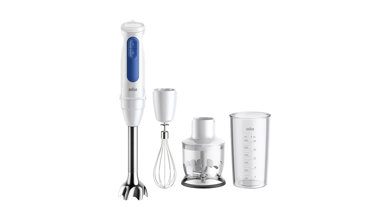 Braun MultiQuick 3 MQ30.202M, Minipimer Technology PowerBell VPlus, 2 Speeds + Turbo, EasyClick Plus System for Accessories, Anti-Splash, 350 ml Chopper, 600 ml Cup, 900W, Black