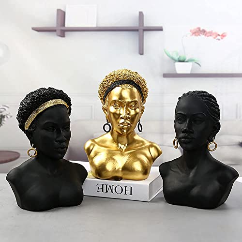 African Art Black Bust Sculptures, Modern Decor African American Bust Statue, Creative Resin African Woman Black Bust, African Bust, Suitable For Living Room Desktop Bookcase Entrance Decor #TOP6