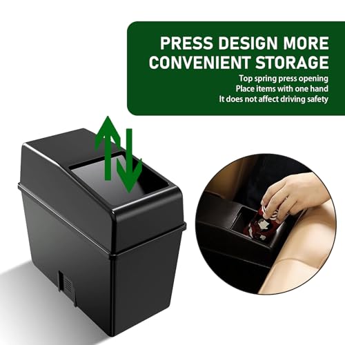 Image of 1 PC Car Trash Can, 8.2 inch x 7.8 inch x 3.9 inch Multifunctional Push Type Waterproof Storage Box, with Lid Isolate Odor Detachable Structure Trash Can, Universal Portable Organizer for Car Home (Black)
