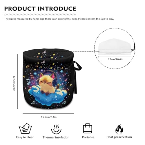 Image of Xoenoiee Cat Starry Cloud Music Notes Pattern Tea Pot Cover Tea Cozy Insulation Teapot Cosy Tea Pot Warmer Cover for Home Kitchen Table Teapot Kettle Cover Keep Warm