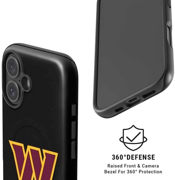 Skinit Impact Phone Case Compatible with iPhone 17 Magsafe - Officially Licensed NFL Washington Commanders Black Background Design