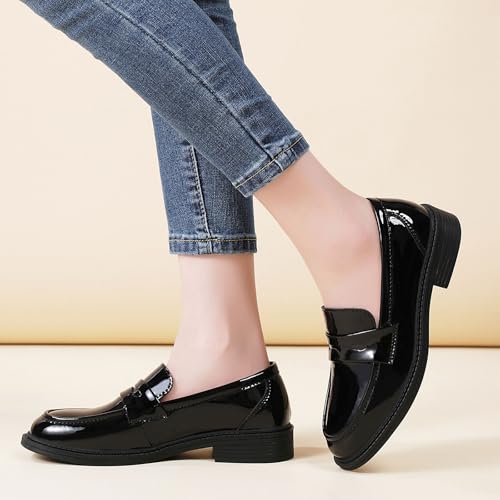 Image of Loafers for Women Black Penny Loafer Business Casual Shoes Women's Loafers & Slip-Ons Ladies Flats Comfortable Dressy