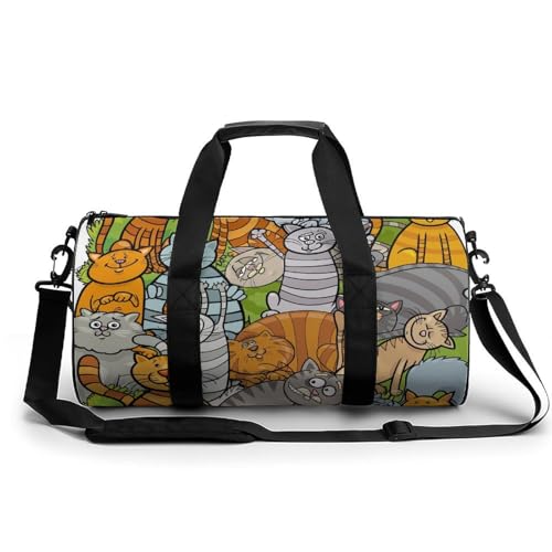 Sac de voyage chat gris brun duffel bag de gym et de randonnée 45cm
