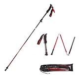 Bastón de Senderismo Trekking Plegable 3 Tramos Eje de Aleación de Aluminio 110-130cm 2 Tramos Fibra de Carbon
