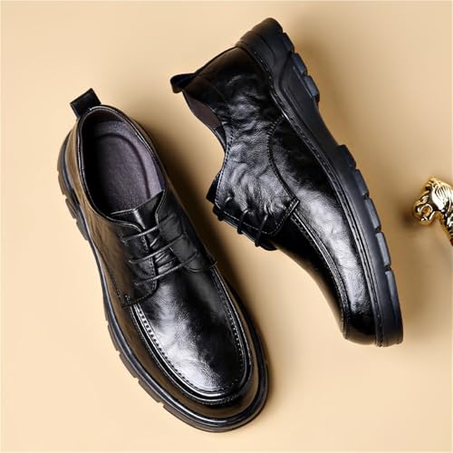 Men's Breathable Comfortable Soft Leather Business Casual Lace-Up Oxfords for Dad3