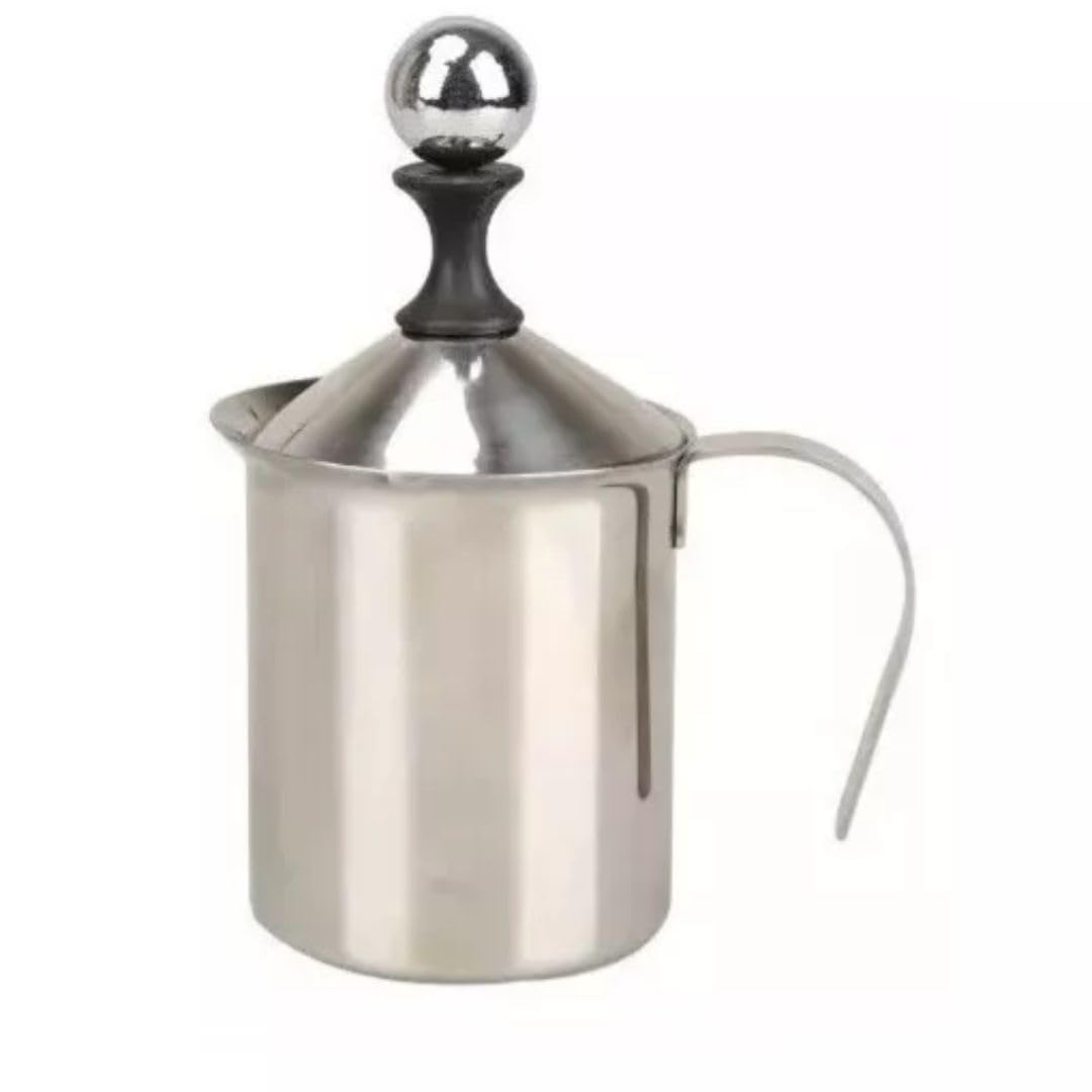 CREMEIRA MANUAL ESPUMADOR DE LEITE ACO INOXIDAVEL 400ML