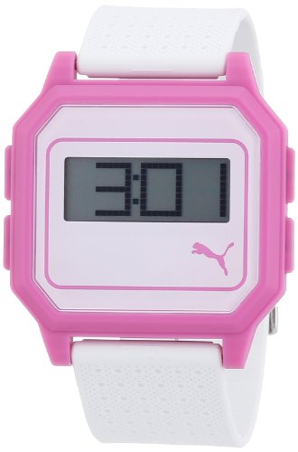 Puma Flat Screen A.PU910951006   Reloj Digital de Cuarzo para Mujer, Correa de plástico Color Blanco