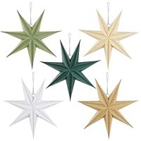 Vicloon Lot De 5 étoiles Pliables De Noël En Papier, 30 Cm, 3D étoiles En Papier, Lanterne étoile En Papier Pour Noël, Mariage, Fête D'anniversaire, Décoration De Maison (bois