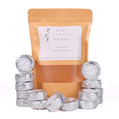 Natural and Organic Shower Steamers Menthol Eucalyptus Essential Oils, Dye and Paraben Free, Vegan, Aromatherapy, at Home Spa, Set of 15