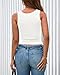 BTFBM 2025 Spring Tops for Women Tank Top Summer Ribbed Crew Neck Button Basic Sleeveless Tunic Casual Henley Shirts(White, Large)