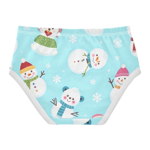Snowman Christmas Pattern Girls' Panties Comfort Color for Young Girls in Sizes 2T,3T, 4T, 5T, 6Y and 8Y2