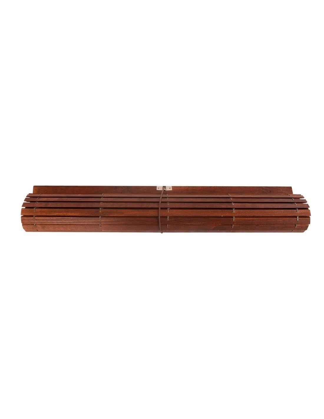 JARDIN202 - Persiana de Madera Alicantina con Polea Metálica - Estor Enrollable para Ventanas, Puertas, Salón | 125 x 240 cm (Nogal (Barnizada))