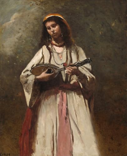 Toile Corot Gitane à la mandoline affiche peinture moderne salon 60x90