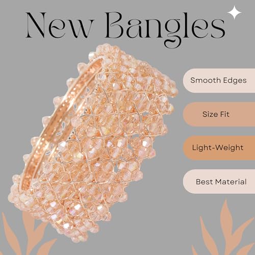 Image of NMII Stylish Pearls Beads Bangles Set For Women & Girls | Women's Bangles Bracelet | Metal Bangles Kada Set For Wedding, Party, Festival, Daily | Women's Fashion Jewellery- Set of 4