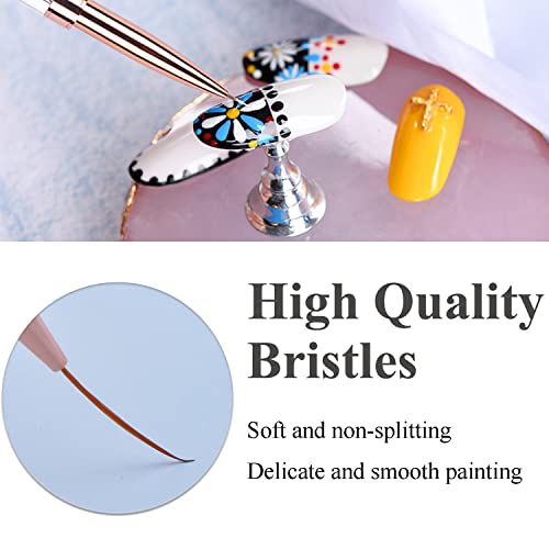 Ycyan 2Pcs Dual-Ended Nail Art Liner Brushes 7/11/15/21Mm, Uv Gel Polish Painting Drawing Nail Design Brush Set Rhinestone Handle Professional Nail Art Tools #TOP4