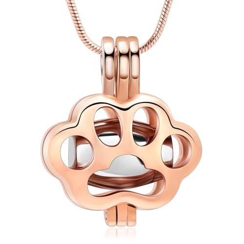 QGJNSGC Pet Cremation Jewelry for Ashes for Dog Cat Paw Print Memorial Locket Urn Necklace with Mini Case Keepsake Cremation Jewelry for Women/Men