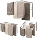 Smartsome | Support mural Assemblage de séchage des vêtements 30" Large 20 Capacité des pieds linéaires 8 Barres en acier inoxydable rond lisse 60 lb Capacité entièrement assemblé