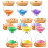 Sanduhren Set für Kinder 1/3/5/10/15/30 Minuten, Holz Sand Timer aus Glas