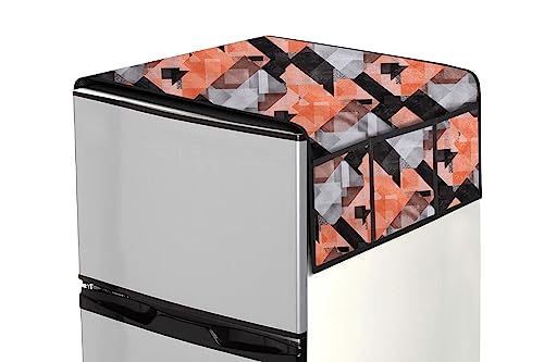 Image of Stylista Refridgerator top Cover Suitable for Samsung RT28C3452CU /HL, 236 Liter Fridge, Dimension (WXD) 65x111 CM, Chekered Pattern Orange