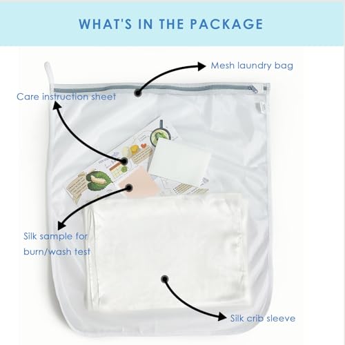 Image of PROMEED 2 Pack 100% Mulberry Silk Crib Sleeve for Baby Hair Loss Prevention, Premium 23 Momme Natural Silk Bassinet Slip for Bassinets /Cradles /Cots /Cribs (White)