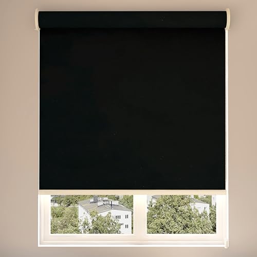 Image of 100% Blackout Roller Blinds for Windows | UV Protection & Thermal Insulated Fabric | Privacy Window Shades for Home & Office | Easy Install
