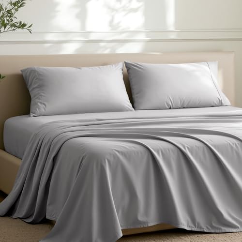 Image of Bare Home Microfiber Pillow Cases - King 20x36 - Cooling Pillowcases - Double Brushed - Easy Care - Envelope Closure (King Pillowcase Set of 2, Light Grey)