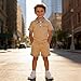 Voxikodex Size 5 6 Years Toddler Boys Clothes 2 Piece Short Sleeve Polo Shirt Tops & Casual Shorts Set Kids Boys Summer Outfits Set Khaki(5-6T)