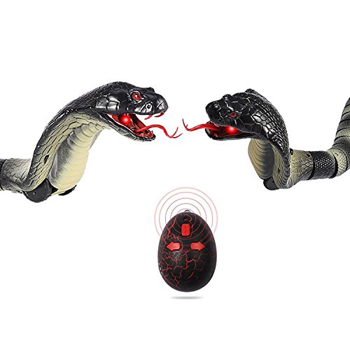 Greatstar Remote Control Snake Toy for Kids 17.5 Inch RC Rechargeable Realistic Cobra Snake King Naja Pranks Toy for Christmas Hallowene Gift (Black)