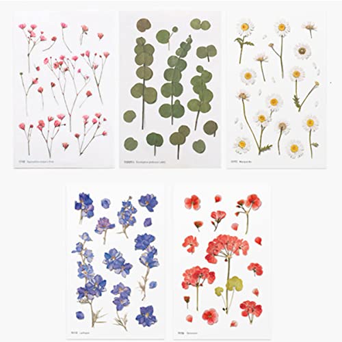 Lurrose 6 Folhas Adesivos de flores de simulação adesivo de carimbo retrô adesivo planner antigo dec