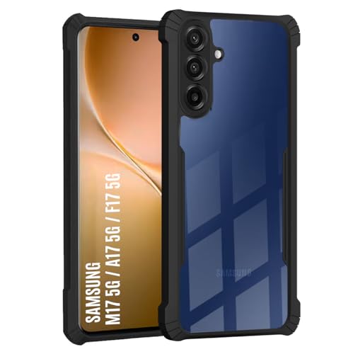 Image of Polycarbonate Crystal Clear Back Cover Case for Samsung Galaxy A17 5G | 360 Degree Protection | Shock Proof Design | Transparent Back Cover for Samsung Galaxy A17 5G - Black Bumper
