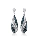 2.14 Carat (Cttw) Round Cut Natural White and Blue Diamond Drop Dangle Earrings Sterling Silver Scre