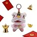 Poshow Cartoon Lion Dance Keychain - Awakened Lion Plush Pendant, New Year Bag Charm for 2026 Zodiac & Festival Decor (Type 1)