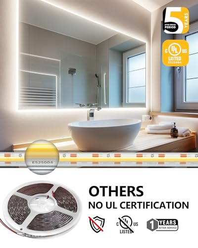 Image of EMITEVER Netural White COB Strip Light 4000K 16.4ft,IP67 Waterproof | 2400LEDs,300+LM /ft,3W /ft,24V UL listed Dimmable Strip for outdoor use,Bathroom,Pool,Patio,Garden(Power Supply Not Included)
