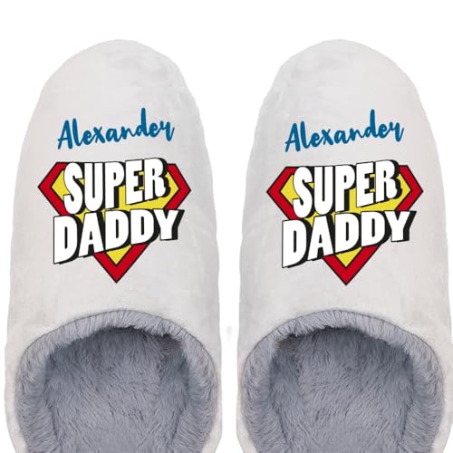 Wanapix | Zapatillas de estar por casa Personalizadas | Personaliza con Texto | Pantuflas día del Padre | Tamaño 42-44 | Súper